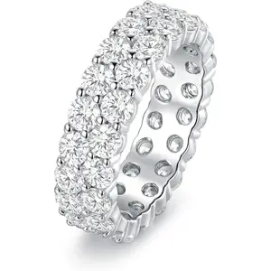 Unisex -Eternity Ring Band Round-Cut Cubic Zirconia Tennis Band All-Around Wedding Engagement Band Stacking Ring Hiphop Style for Women and Men R7953