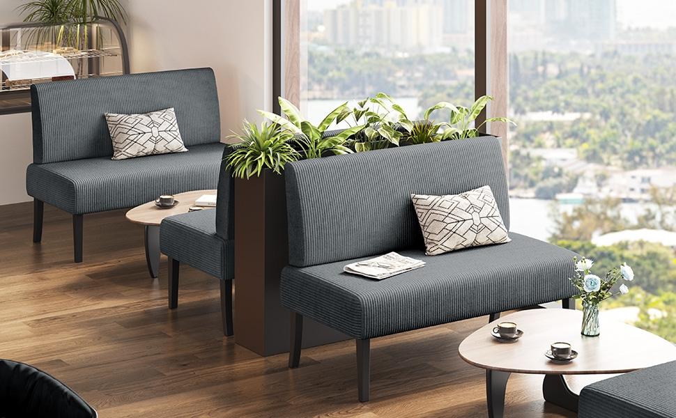 Yaheetech Mini Sofa Couch Armless Loveseat Futon for Bedroom, Corduroy Fabric & Easy Assembly, for Small Spaces Living Room,Dorm,Office,Apartment