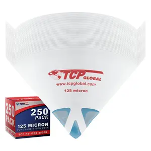 125 Micron Filter Tips Ultra-Fine Paint Strainer (250 Pack) - Pure Blue Nylon Mesh Cone Strainer - Paint Filter Cones for Auto, House & Hobby