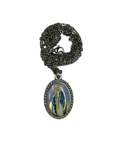 Miraculous Medal with Resin and 21 Inch Stainless Steel Chain by San Benedetto Collections