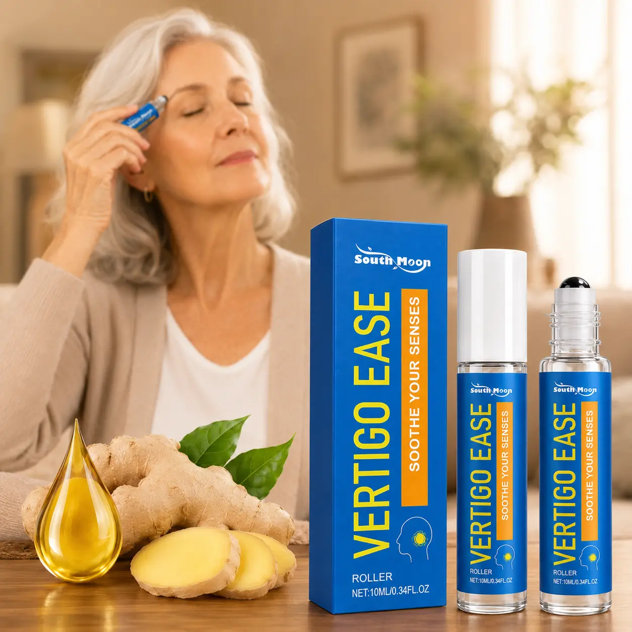 Vertigo & Dizziness Relief Roll-On, Aromatherapy Oil Treatment - Natural Wellness Solution for Motion Sickness, Non-Drowsy & Portable Therapeutic Botanical Blend