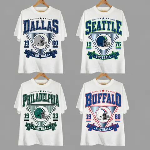 All 32 Teams Vintage Football Fan T-Shirt Collection White Edition Classic Sports Apparel for Every Football City Unisex Top 100% Cotton Tee