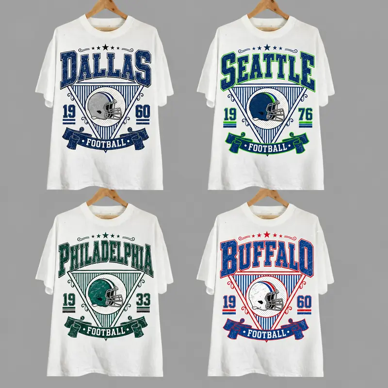All 32 Teams Vintage Football Fan T-Shirt Collection White Edition Classic Sports Apparel for Every Football City Unisex Top 100% Cotton Tee