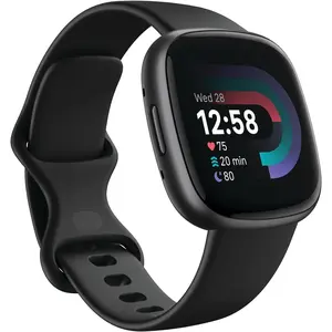 Fitbit Versa 4 Fitness Smartwatch with Daily Readiness, GPS, 24/7 Heart Rate, 40+ Exercise Modes, Sleep Tracking and More, Black/Graphite, One Size (S & L Bands Included) Fitbit Inc