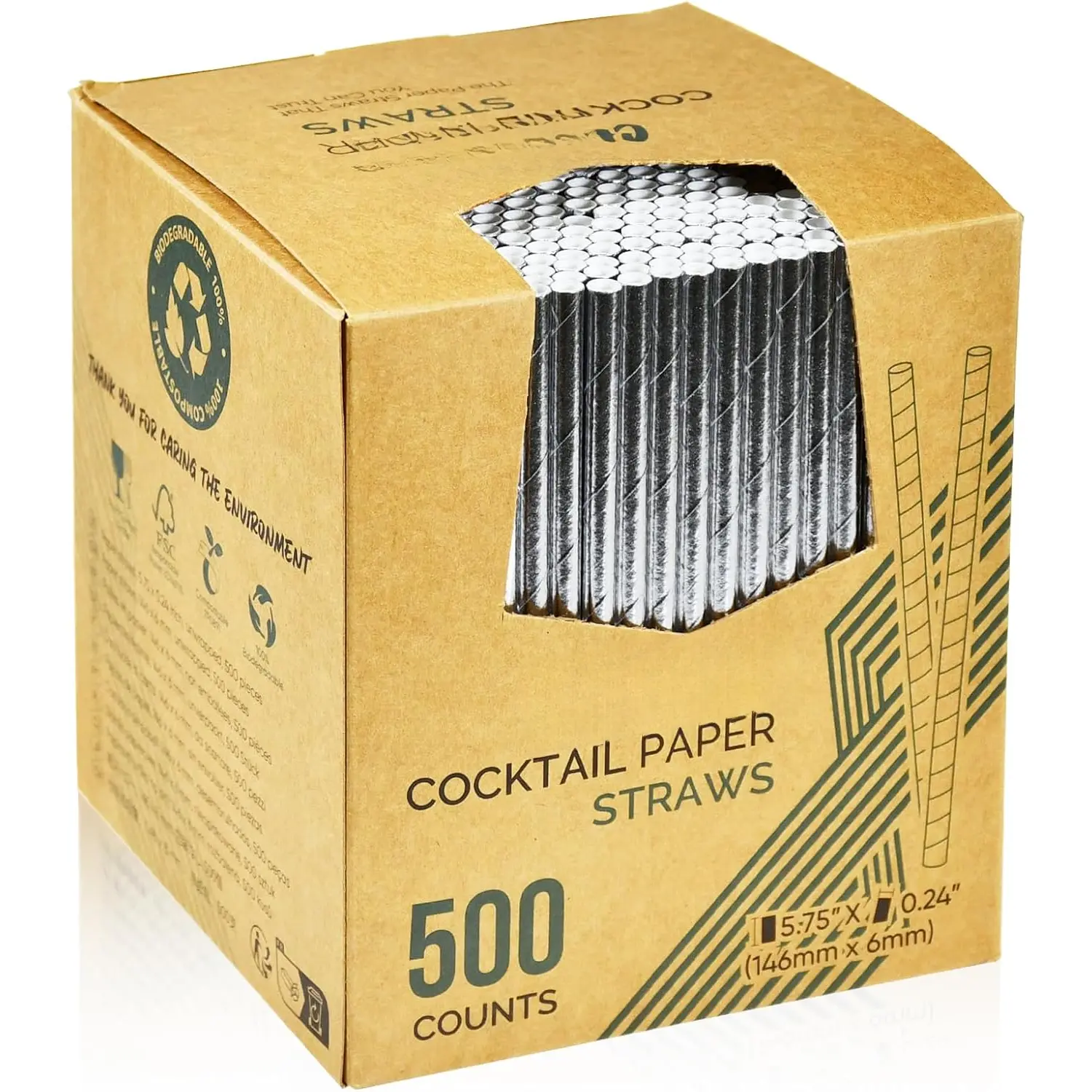 Chunsapk 5.75 inch Disposable Short  Paper  Straws, Stirring Straws 500 Counts - for Party, Wedding, Bars