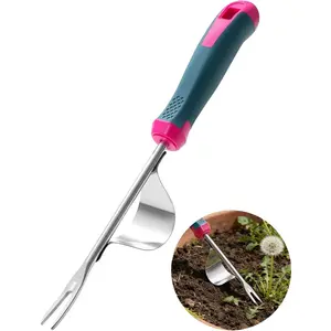 Hardware supplies 2026 Upgraded Weed Puller Tool, Stainless Steel Hand Weeder,Leverage Base & V-Shaped Forks for Easy Weed Removal & Deep Root Digging, Ergonomic Soft Grip Handle Manual Weeding Tool for Garden and Lawn