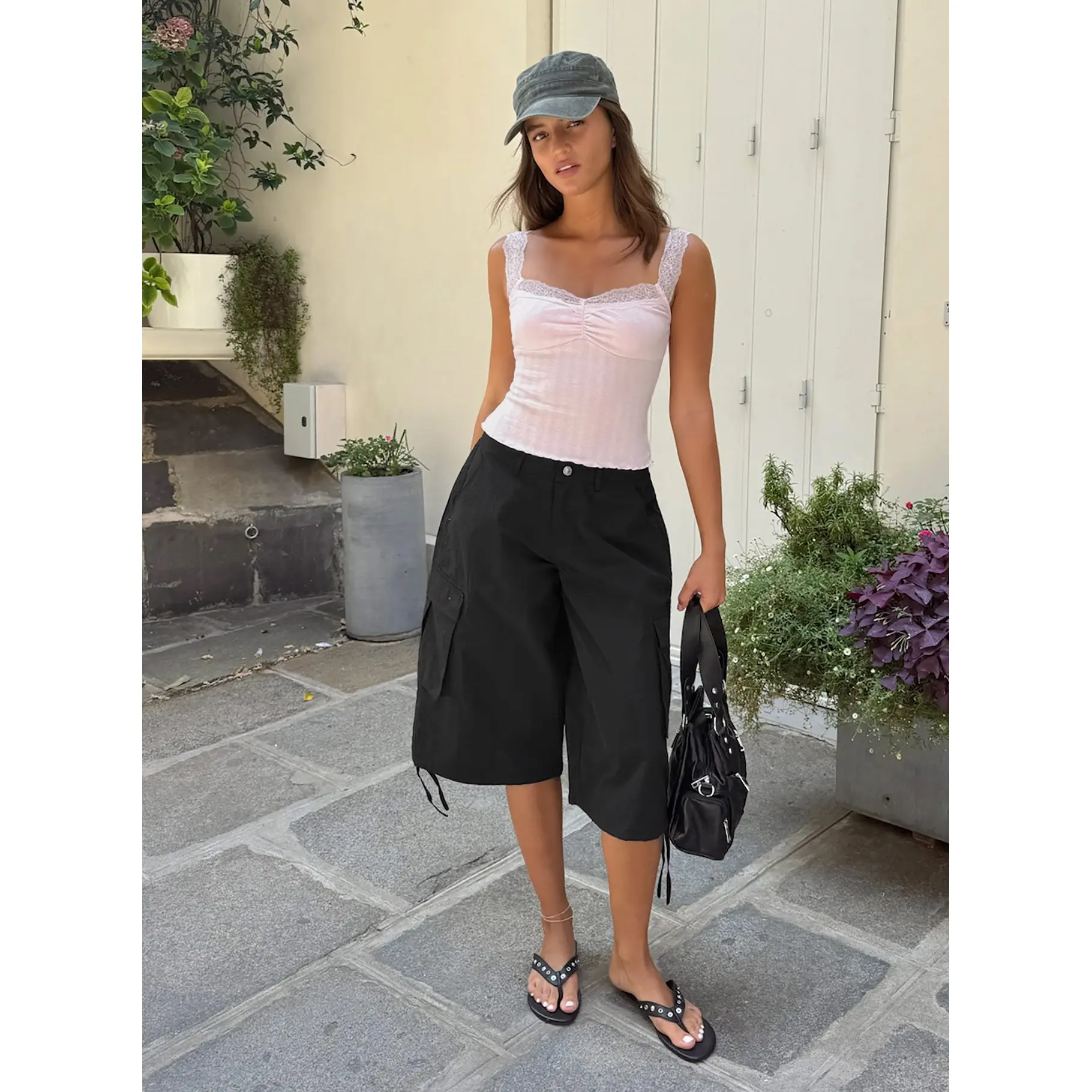 Hudsen Longline Nylon Cargo Shorts Black