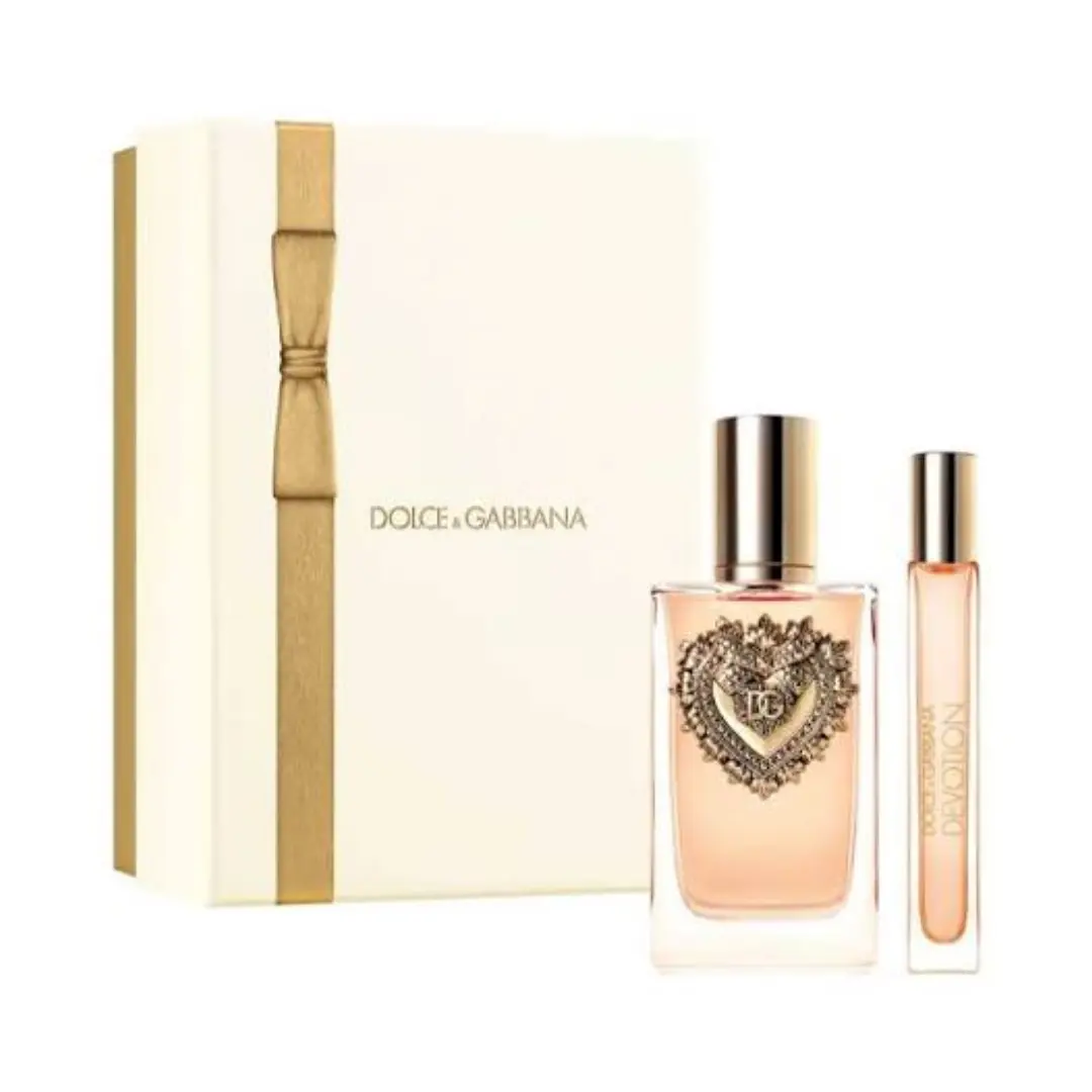 Dolce & Gabbana Devotion 2-Piece Gift Set For Women | EDP 100ml + 10ml Travel Spray | Gourmand Floral Luxury Perfume Set