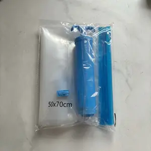 Vacuum Compression Storage Bags with Manual Pump, Versatile Storage Bag, Travel Organizer Bag, Organizational Zipper Storage, Space Saving for Travel Moving Camping Home Organization, Heavy Duty Zipper Closure, Reusable Compression Bags