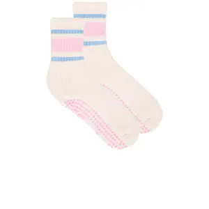 Souls. Pink Retro Grip Socks in Pink