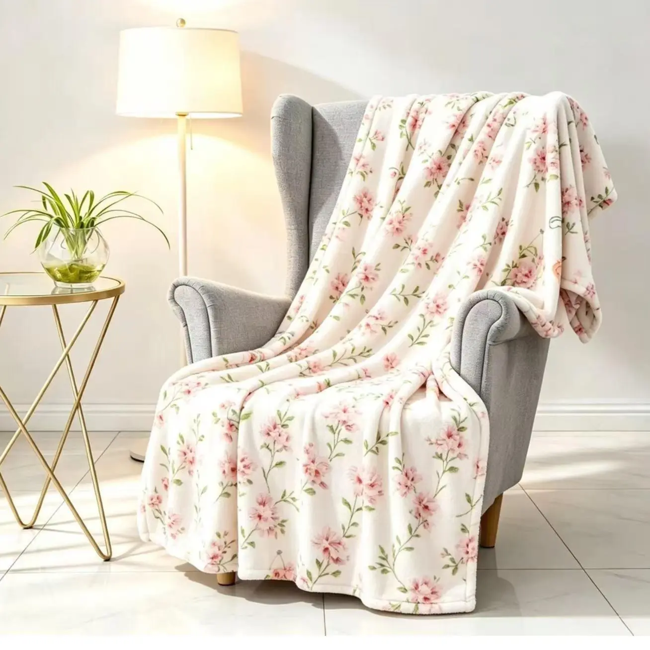 Berkshire Velvetsoft Series Floral Patterned Throw Blanket a super-soft flannel plush throw perfect for decorating the sofa, couch, or bedroom. It makes an excellent gift for children, family, and friends.