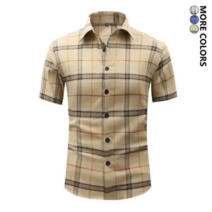 Men's Casual Plaid Short-Sleeve Shirt - Breathable, Turn-Down Collar, Summer Fashion, Men's Style, Plaid Print, Short Sleeve, Shirt, Summer
