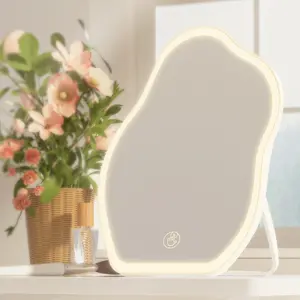 Cloud Mirror Desktop Wall Mount, Dual-Use Design, Single Color Makeup Mirror, Space-Saving, Suitable for Different Scenarios