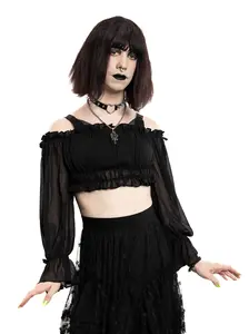 Rosemary Sheer Ruffle Crop Top