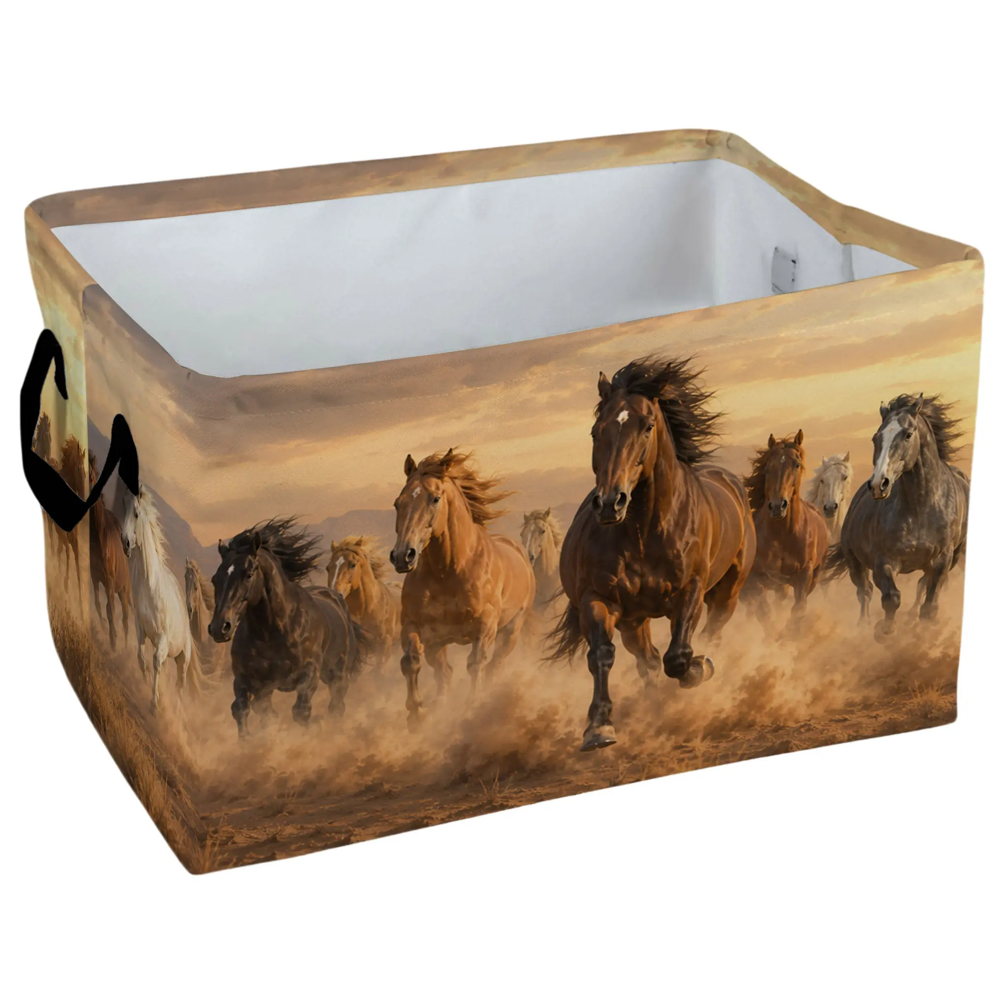 Galloping Horses Running Herd Wild Animal Motivational Majestic Powerful Print Storage Baskets Storage Boxes Home Decor Storage Clothes Organization And Storage Home Decor Storage Holiday Gifts, Shelf Baskets, Laundry Hamper, Organizer for Toys