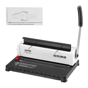 VEVOR Spiral Coil Binding Machine, Manual Book Binding Machine 34-Hole Binding 120 Pages, Adjustable Punch Binding Machine Suitable for Letter Paper Size, A4, A5