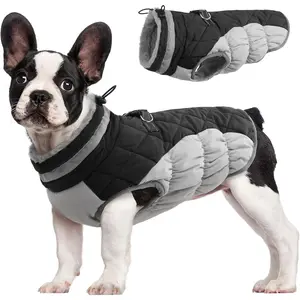 Small Dog Dog Coat, Waterproof Dog Winter Coat, Built-in Harness, Puppy Cold Weather Coat, Reflective Pet Vest, Zippered Warm Wool Dog Snow Coat, Windproof Black XS Size