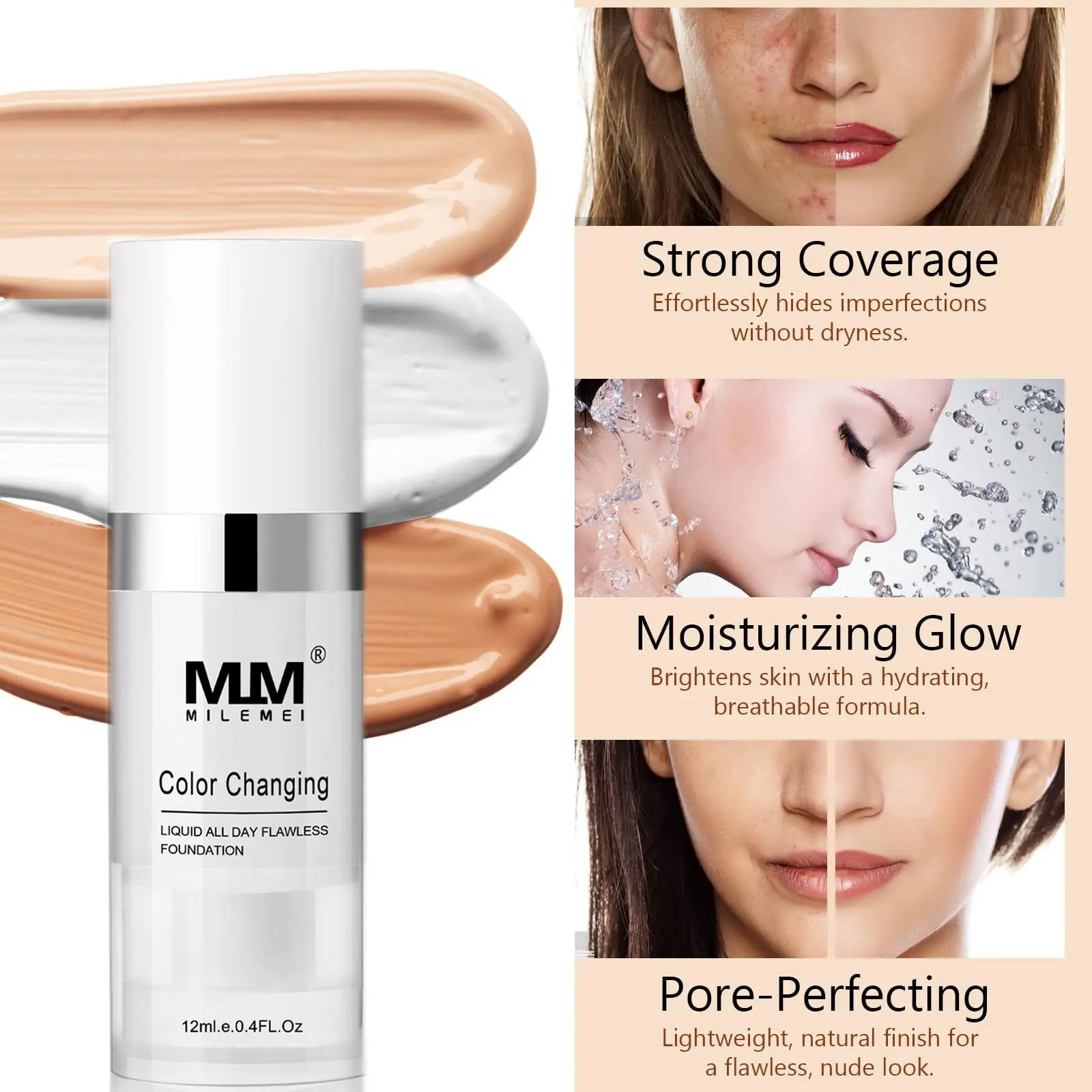 Moisturizing Cc Cream Sunscreen Concealer Foundation, Buildable Coverage, Multi-Functional Makeup Base, Hydrating SPF Protection, Ideal for Daily Use, Flawless Glow