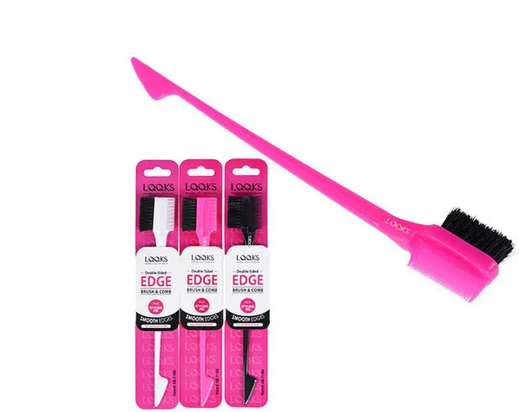 LOCSANITY 4-Piece Edge Control Brush and Comb Set - Versatile Brush, Precise Grooming Tools, Hair Styling Combs for Unisex Adults' Daily Care (Pink, White, Black)