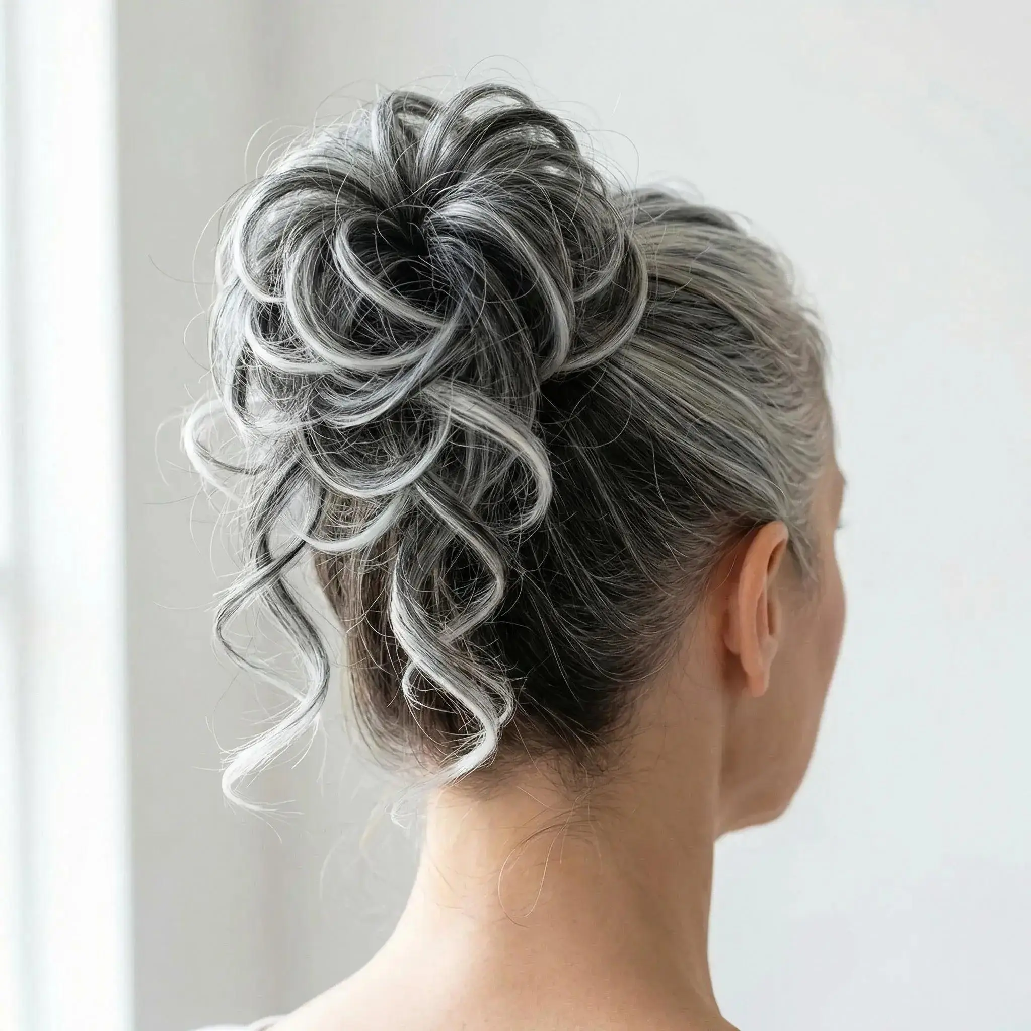 Messy Curly Hair Bun Scrunchie with Bangs Synthetic Hairpiece Natural Fluffy Synthetic