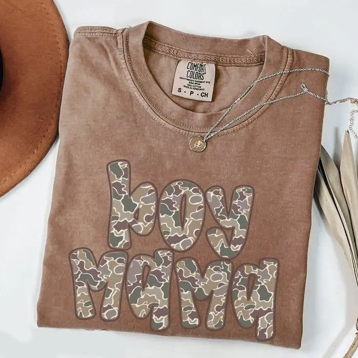 Comfort Colors Camo Boy Mom T-Shirt, Camouflage Mama Tshirt, Boy Mom Life TShirt, Boy Mom Club Crewneck, Mothers Day Gift, Pregnancy Reveal