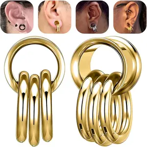 1 Pair Ear Guages with Rings 316L Stainless Steel Saddle Plugs for Ears  Hoop Earrings Weights Stretchers Ears Tunnels Expander  0G 00G 1/2" 9/16"