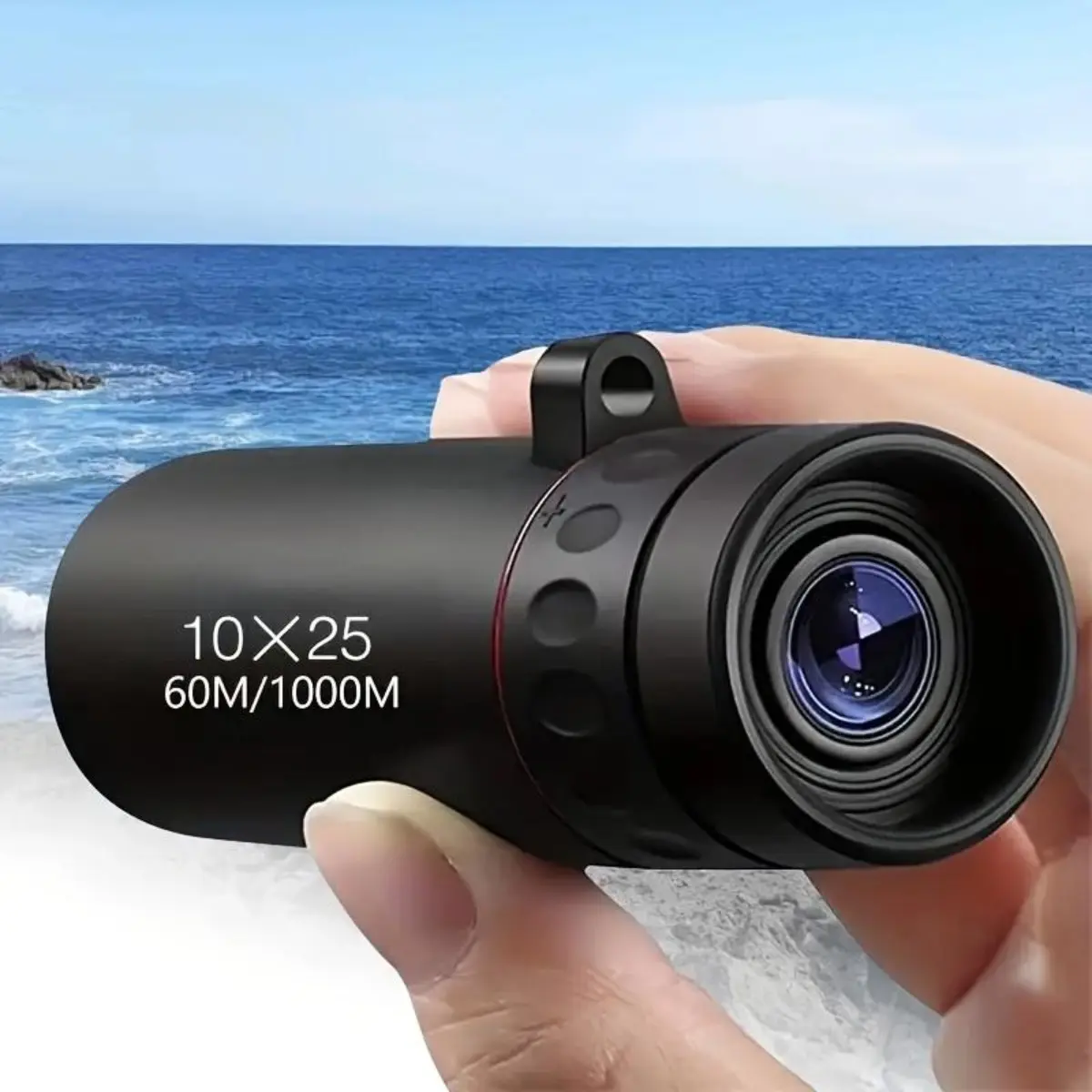Budget-Friendly Monocular Telescope for Adults & Adventurers, 10×25mm Objective Lens, Compact, Lightweight Rubber Ergonomic Grip, Fixed Focus Optics, 1-Handed Use for Hiking/Fishing Outdoor Adventures, One-Handed Use
