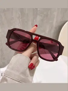 1pc Women's Plastic Aviator Frame Glasses, Multi-Color Street Style, Trendy Casual Aviator, Versatile Fashion Glasses For Summer, Suitable For Street Photography, Beach Party, Fits All Face Shapes, Music Festival Accessory