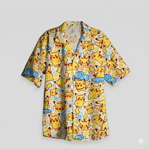 YellowMouse Hawaiian Shirt - Electric Charm Anime Summer Beach Top - Gift for Anime Lovers
