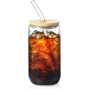 NETANY 1 Pack Glass Cups with Bamboo Lids and Straws 16 oz, Gifts for Women, Drinking glasses set, Iced Coffee, Tea Cup, Cute Aesthetics Tumbler Cup, Mothers Day, Birthday Gifts for Her Mom