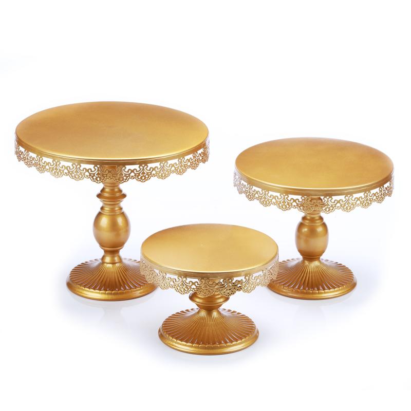 Set of 3 Round Metal Cake Stand Set, Displaying Table for Birthday Party Cake Display Baby Shower Wedding Pastry Decor Supplies Cupcake Dessert Decoration