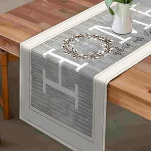 Letter Pattern Table Runner, 1 Count Modern Simple Tablecloth, Table Decoration Supplies for Home Kitchen Dining Room Wedding Birthday Party