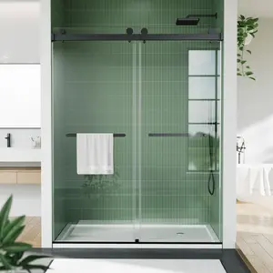 Garvee Shower Doors, Frameless Door 44-48" W x 74" H, Sliding Glass with 1/4" (6mm) Clear Tempered Glass for Bathroom