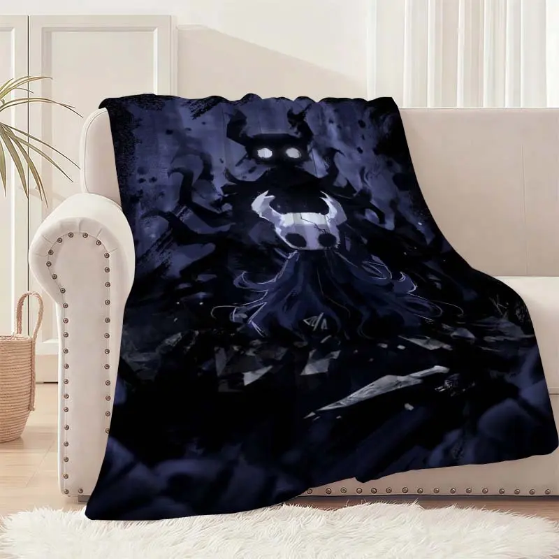 Hollow Lost Knight Printed Flannel Blanket - Lightweight, Hypoallergenic, Tear-Resistant, Multi-Size, All-Season, Ideal for Living Room Decor, Home Office, Camping, Perfect Gift for Holidays, Weddings, Parties