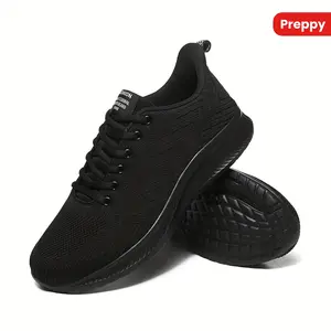 Men's sports shoes - Flyweave breathable, anti-slip and shock-absorbing running shoes.Women's shoes - Fashionable running shoes for outdoor use.Large size shoes - Black shoes. fitness travel workout back Air Huarache Sneakers Casual Athletic black shoes