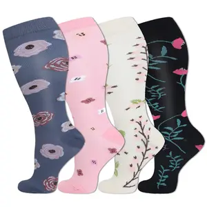 Compression Socks 4 Pairs Plus SIze For Men & Women,Reduces Tiredness,All-Day Comfort For Running、Working、Cycling、Outdoor Activities