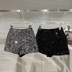 2025 New Full Sequined Shiny Heavy Work Zipper Nightclub Socialite Short Shorts Hot Pants for Women