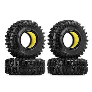 INJORA 1.3 Silicone Rubber Inserts and Cling On Tires for SCX24 TRX4M AX24 1/18 1/24 Micro Crawler Upgrade(Yellow)
