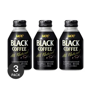 3 Pack UCC Japanese Unsweetened Black Coffee 9.7 fl oz Each - 0 Sugar 0 Fat, Ready to Drink