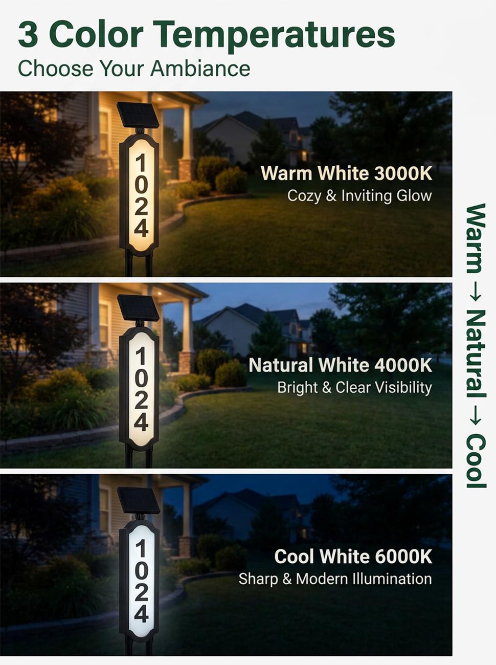 Solar Address Sign, Lighted House Numbers, Waterproof Solar Powered LED Address Plaque for Easy Delivery & Night Visibility, Outdoor Illuminated House Number Sign for Front Yard & Driveway, Wall-Mounted or Ground Stake, 3 Light Modes, #backtoschool
