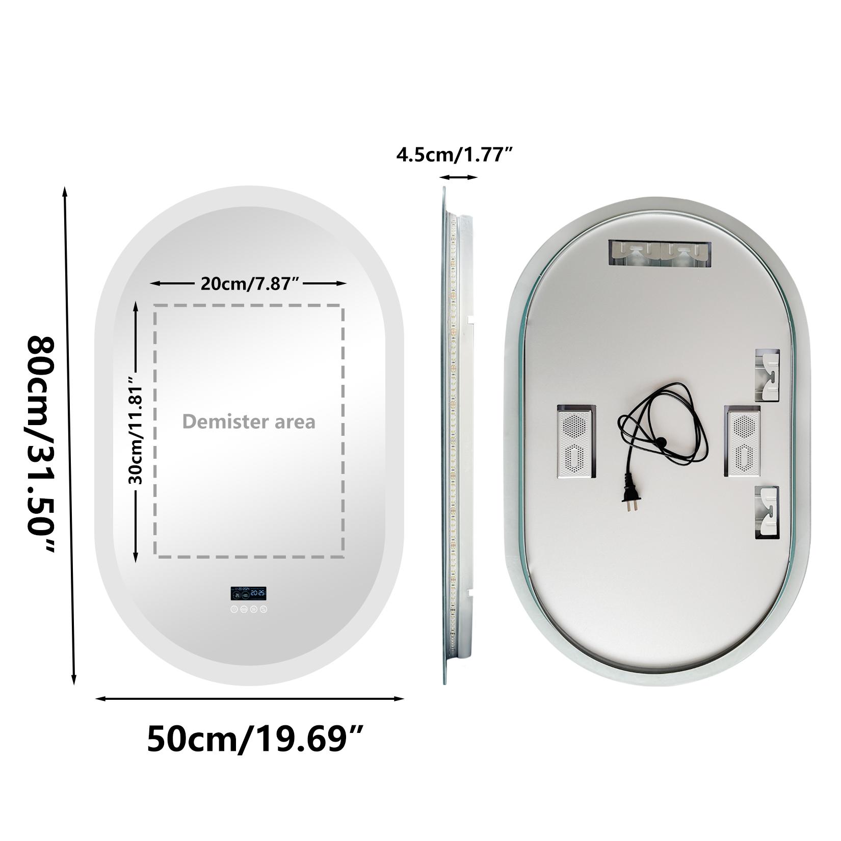 LumiBased Oval Led Light Bluetooth Bathroom Mirror  20X32