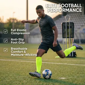 Soccer Grip Socks for Men & Women – Cushioned Athletic Football Socks with Breathable Compression Fit
