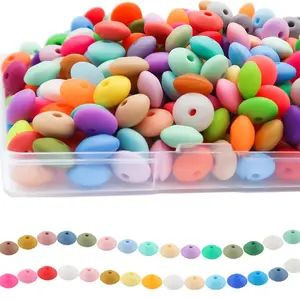 60pcs silicone solid color bean bead combination, DIY Beading Accessories, can be used for DIY bead pens, bead bracelets, necklaces, bead keychains, etc