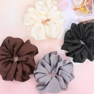 Women's 4.3-Inch Premium Satin Scrunchies, Softer Than Silk Extra Large Elastic Hair Accessories for Thick Hair & Neutral Outdoor Use, Elastic Hair Ties Ponytail Holders, Stretchy Tie Band