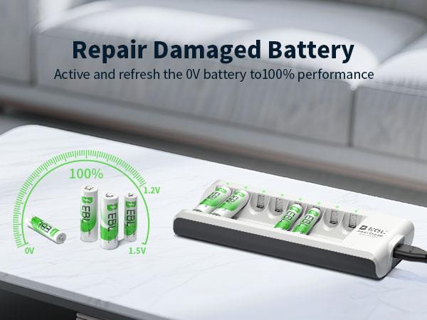 EBL AA AAA Rechargeable Batteries with Upgraded 808 Individual Charger, 1.2V 2800mAh Double A Batteries,Long Lasting Recharerble AA AAA Ni-Mh battery with Integrated Charing Storage Box