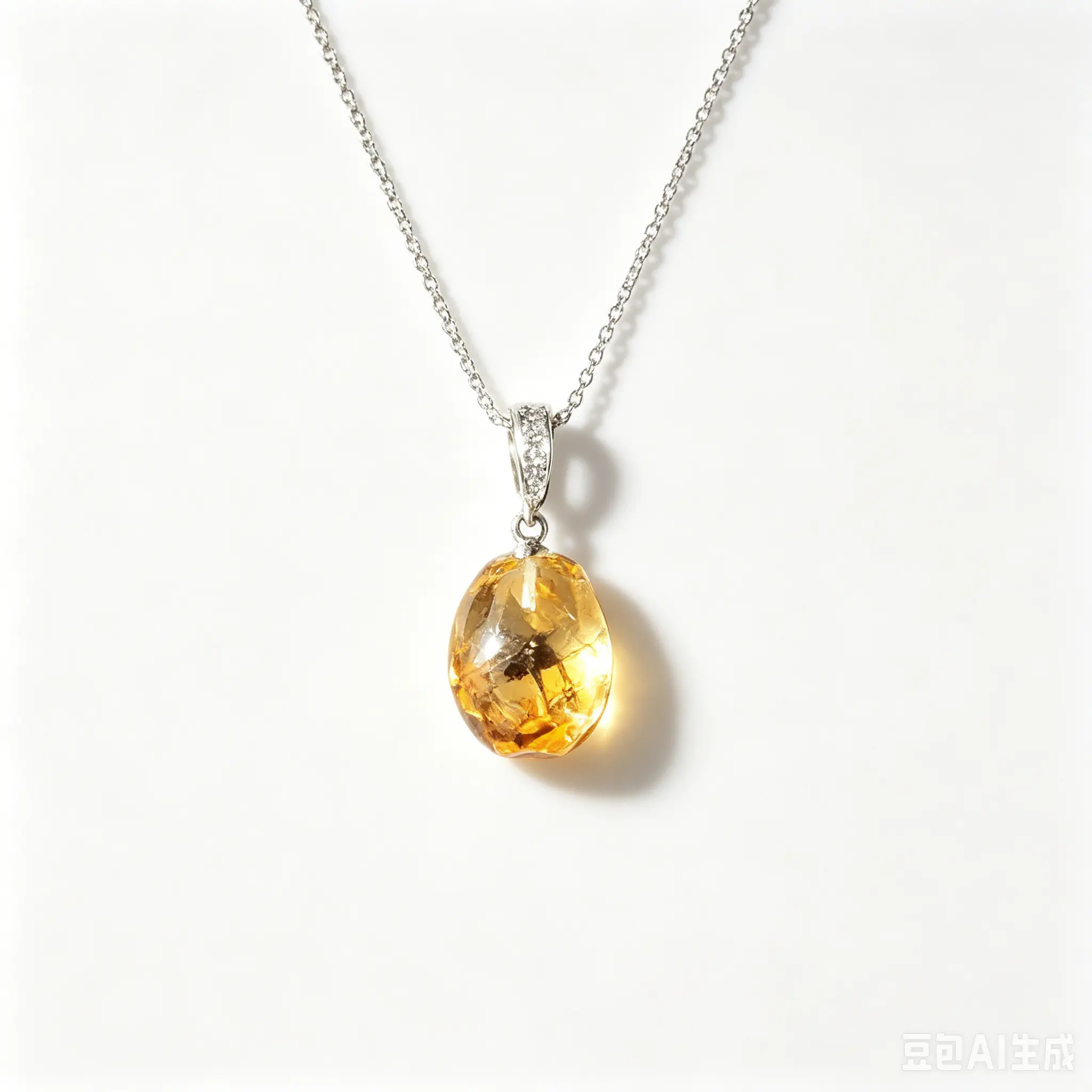 Polished Natural Citrine Pendant Necklace for Women, Stainless Steel Box Chain Oval Yellow Crystal Stone Jewelry, Abundance Healing Gemstone, Complete Gift Set with Dark Green Drawer Jewelry Box & Black Velvet Pouch