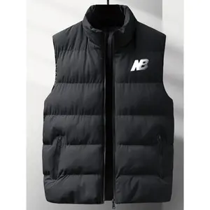 Men's Winter Casual Fitted Vest Gilet with Pockets, Lightweight Non-Elastic Fabric, Warm Stand Collar Sleeveless Jacket for Fall & Winter