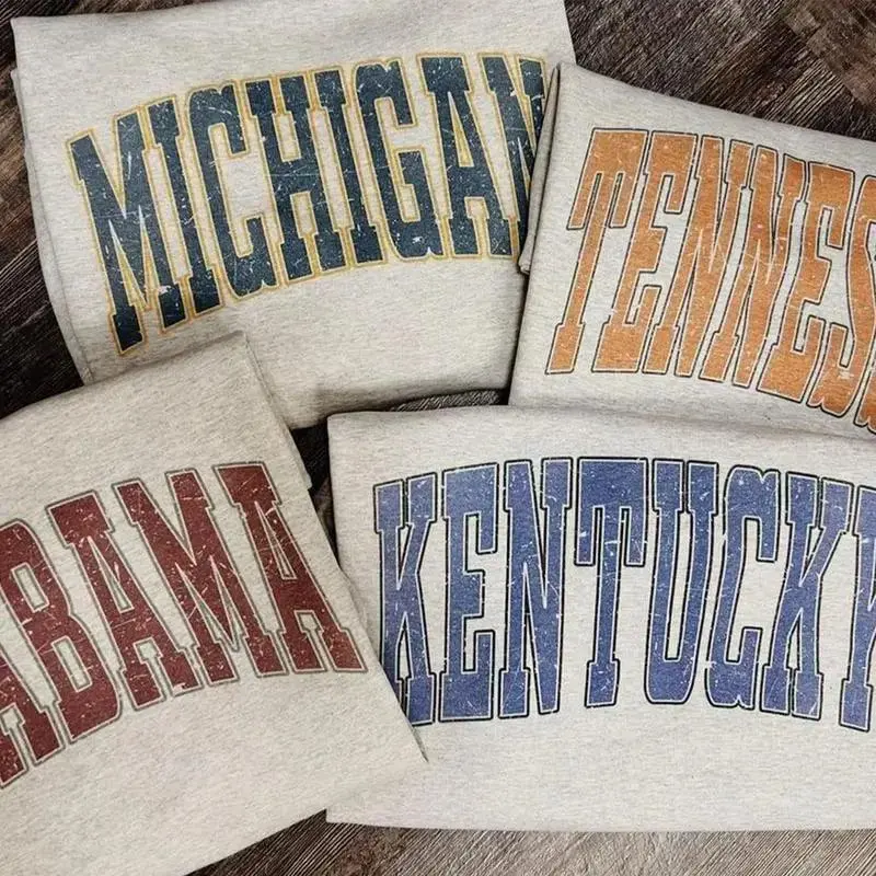 All-Team Distressed Varsity College T-Shirt – Ash Grey, Custom Your Team, Classic Cotton Tee With A Vintage Athletic Look, Perfect for Casual Wear, Game Day Shirt, Gift for Fans, Menswear & Womenswear Top