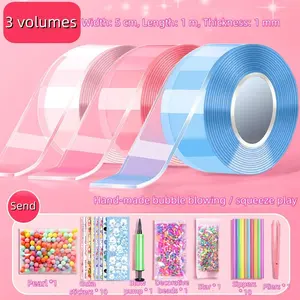 DIY 40 Piece Nano Bubble Tape Set with Pump, Dual-Sided Adhesive Plastic Bubble Tape and Clay Kit, Perfect for DIY Projects, Party Gift or Craft Material