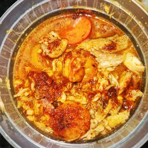 Seafood Crab and Shrimp Spicy Pickled Bowl: Real Crab Meat, Shrimp, Pickles, Jalapeños, Banana Peppers, Pickled Eggs, Pickled Sausage and seasonings. Mild, Spicy or Extra Spicy